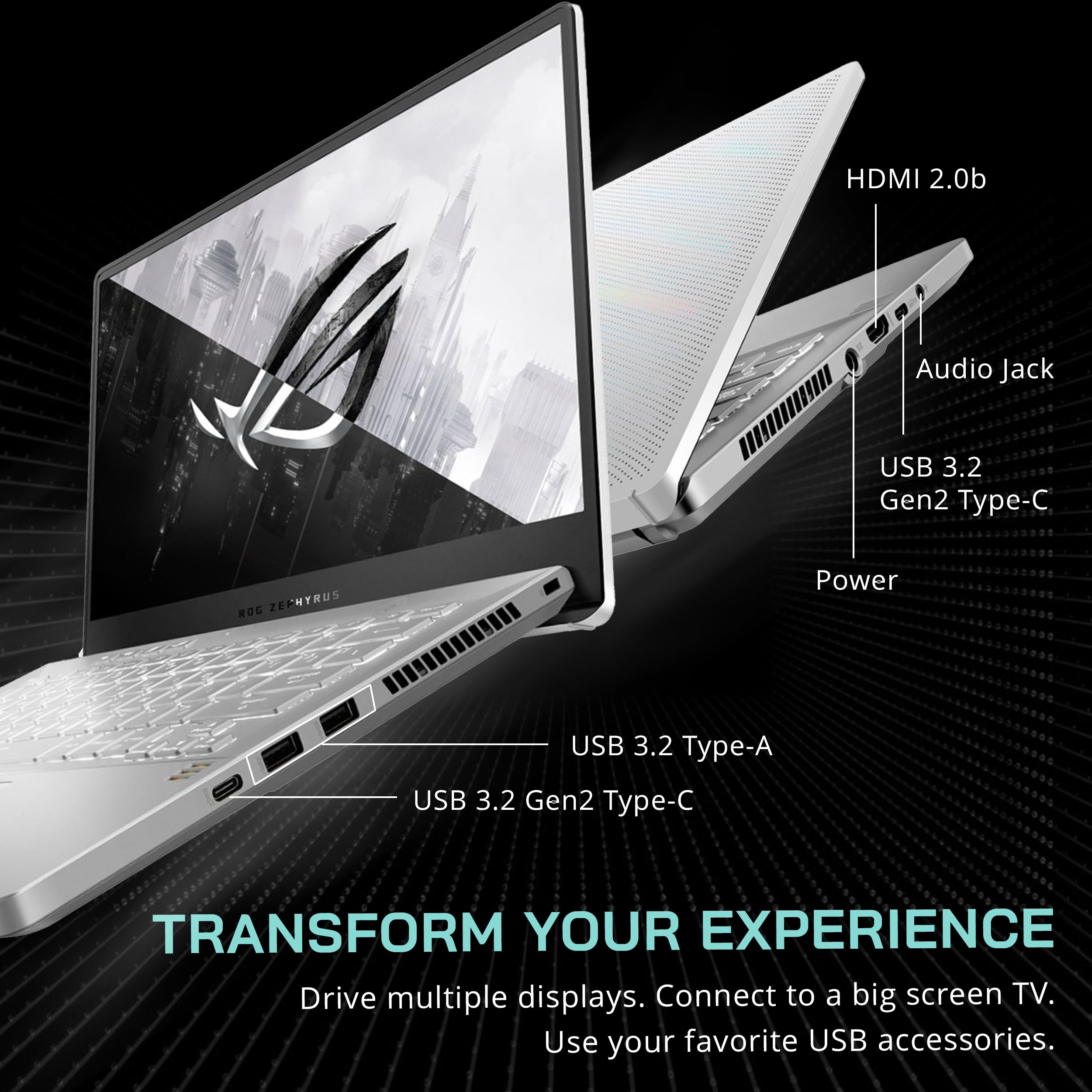 ASUS 2022 ROG Zephyrus G14 14/'' FHD 144Hz Gaming Laptop, AMD Ryzen 7-5800HS, 16GB RAM, 512GB PCIe SSD, Backlit Keyboard, NVIDIA GeForce RTX 3060 6G Graphics, Win 11 Pro, White, 32GB USB Card