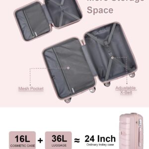 Somago Hardside Spinner Carry On Suitcase Lightweight Luggage Sets with TSA Lock (Nude Pink,14/20)