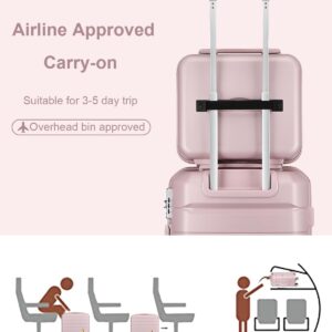 Somago Hardside Spinner Carry On Suitcase Lightweight Luggage Sets with TSA Lock (Nude Pink,14/20)