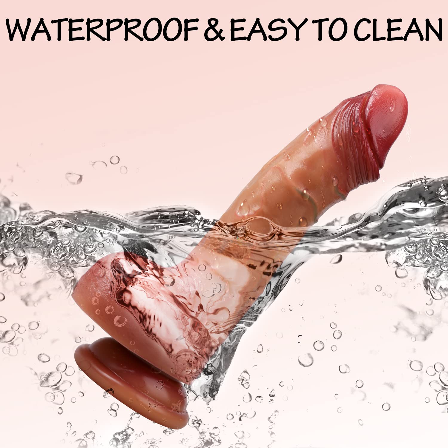 2'' Diameter Huge Realistic Silicone Dildo, 9.5'' Big Anal Dildo with Hyper-Realistic Veins Suction Cup, Dual Density Lifelike Dildo Fake Penis with Curved Shaft and Balls Adult Sex Toys for Women