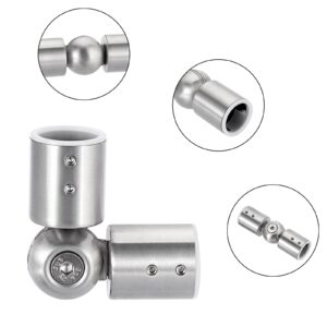 Sumnacon 2Pcs Adjustable Curtain Rods Corner Connector, Stainless Steel Window Hinged Elbow Connector with Accessories Sturdy Curtain Rod Corner Elbow Connector for 1 Inch Bay Window Blind, Silver