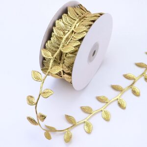 gold leaf ribbon 20yards gold leaves trim rope artificial leaf ribbon for garland gift wrapping party wedding home decorations