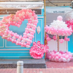 Pastel Pink Balloons Party Latex Balloons-130PCS 5+10+12+18 inch with Confetti Decorations Birthday Balloons for Engagement Wedding/Baby Shower/Chritmas/Graduation