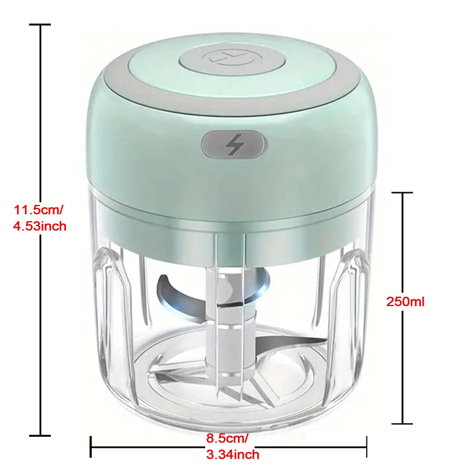 Electric Mini Vegetable Chopper, Food Chopper, Garlic Slicer Veggie, Salad, Lettuce, Onion, Chili Crusher, Tomato Dicer Chopper Cutter & Ginger Meat Mincer for Kitchen, Portable USB Chopper (250ML)