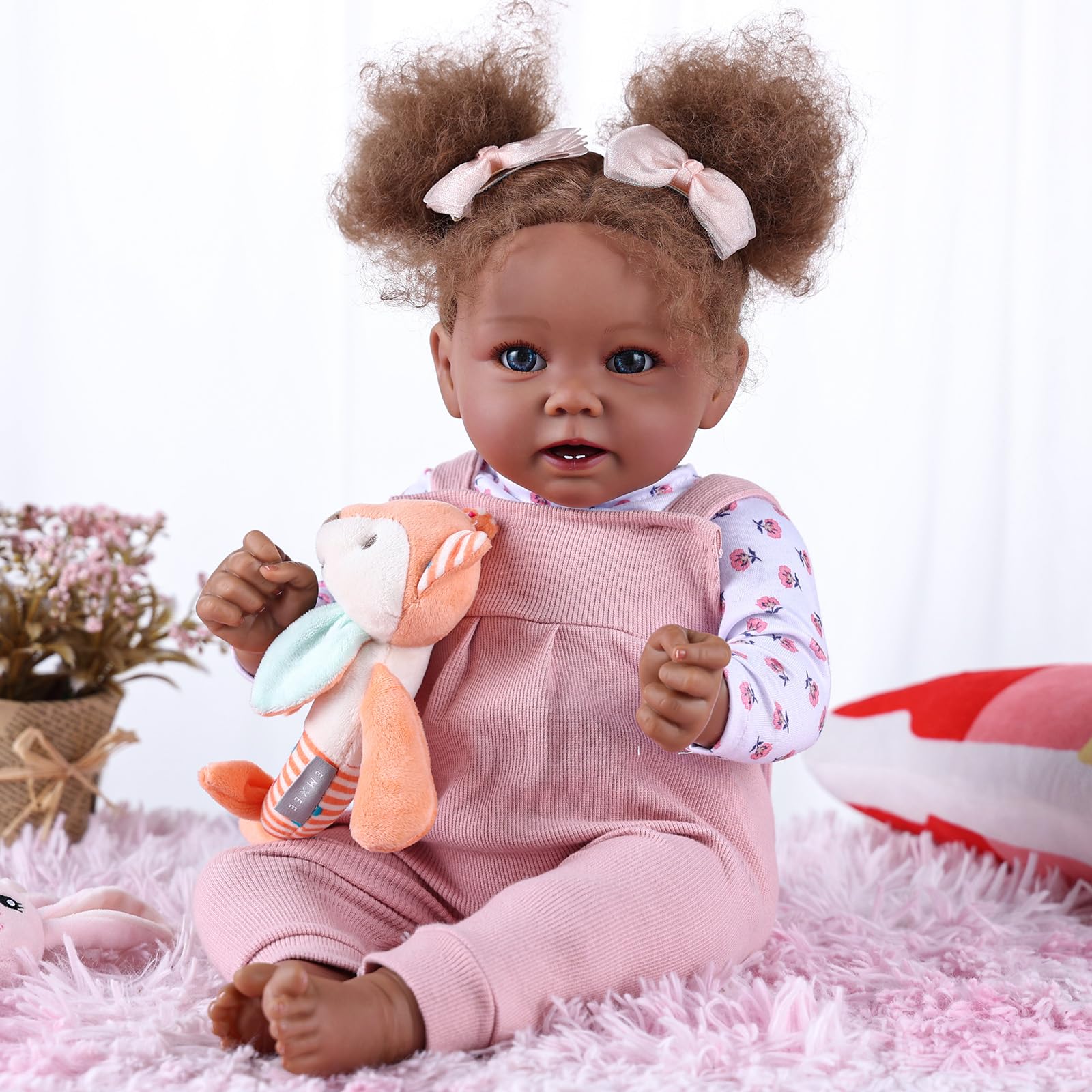 BABESIDE Reborn Baby Dolls Black Girl - 20 Inch - African American Girl Blue Eyes - Vinyl Head & Limbs, Cloth Body - Realistic-Newborn Baby Dolls with Accessories Gifts for Kids Girls Boys