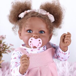 BABESIDE Reborn Baby Dolls Black Girl - 20 Inch - African American Girl Blue Eyes - Vinyl Head & Limbs, Cloth Body - Realistic-Newborn Baby Dolls with Accessories Gifts for Kids Girls Boys