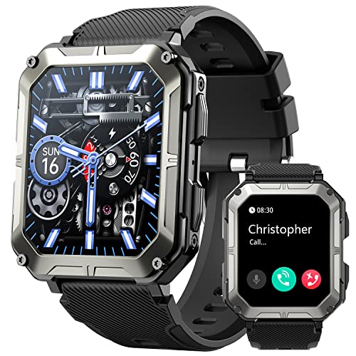 HOFIT Smart Watch, Bluetooth Call(Answer/Make Call) Mens Watches, Christmas/Birthday Gifts for Men, Military Rugged Smart Watches, HD Touch Screen, Fitness Watch for Android iOS, Activities Tracker