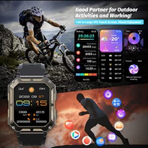 HOFIT Smart Watch, Bluetooth Call(Answer/Make Call) Mens Watches, Christmas/Birthday Gifts for Men, Military Rugged Smart Watches, HD Touch Screen, Fitness Watch for Android iOS, Activities Tracker