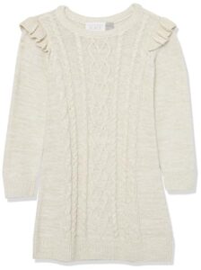 the children's place baby girls' and toddler sweater dress, white cable knit, 9-12 months