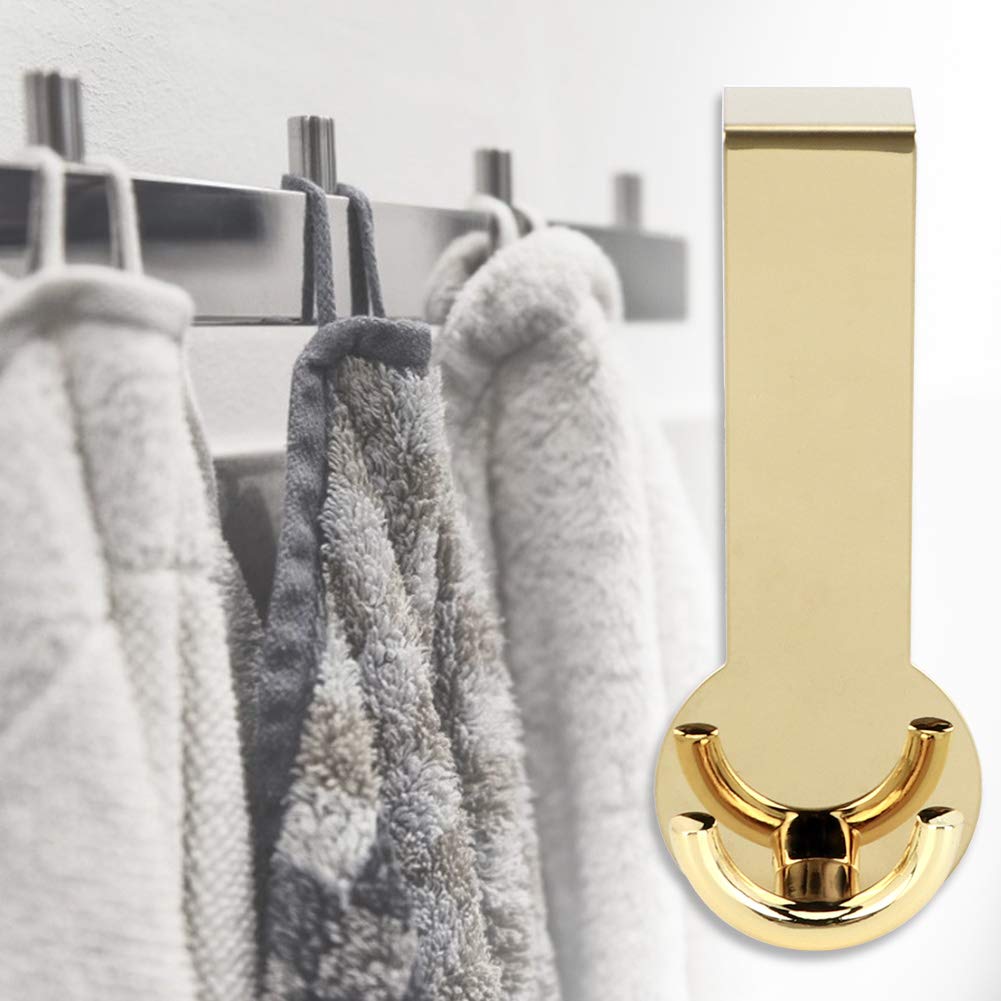 Tbest Stainless Steel Drawer Hook Back Door Hook Hanger for Office Clothes Bag Organizer(Gold) Gold Over Door Hanger,Over Door Hook Gold,Gold Over Door Hook (Gold)