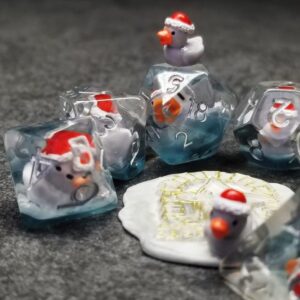 Sage's Portal Animal Familiars Resin DND Dice Set Polyhedral Dice Set for Dungeons and Dragons RPG Pathfinder Tabletop TTRPG (Festivus Duck)