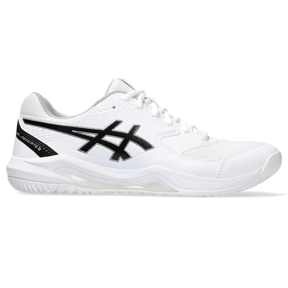 ASICS Men's GEL-DEDICATE 8 Tennis Shoes, 8, WHITE/BLACK