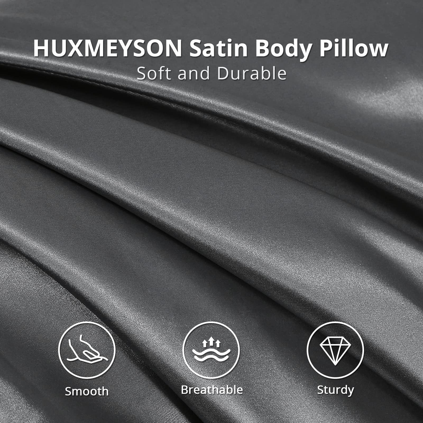 HUXMEYSON Body Pillow with Satin Pillowcase, Cooling Body Pillows for Adults, Long Pillow for Bed with Removable Cover, Grey (20"x54")