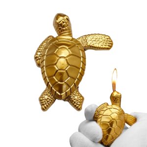 Torch Lighter, Creative Desktop Golden Turtle Butane Lighter, Cool Portable Gas Lighter, Adjustable Soft Flame Lighter, Refillable Butane Lighter for Outdoor Indoor Men Boyfriends Gift(Turtle)