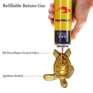 Torch Lighter, Creative Desktop Golden Turtle Butane Lighter, Cool Portable Gas Lighter, Adjustable Soft Flame Lighter, Refillable Butane Lighter for Outdoor Indoor Men Boyfriends Gift(Turtle)