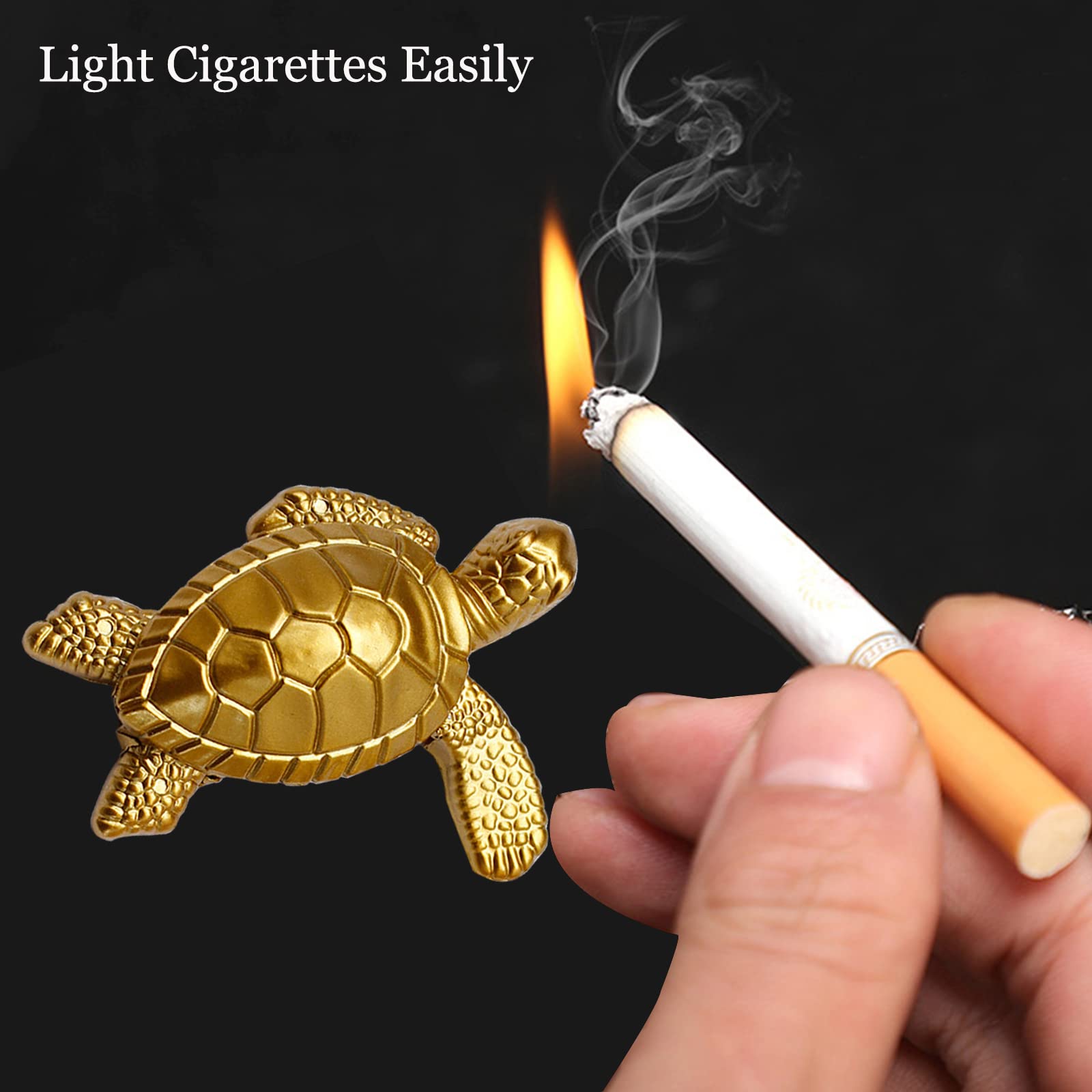 Torch Lighter, Creative Desktop Golden Turtle Butane Lighter, Cool Portable Gas Lighter, Adjustable Soft Flame Lighter, Refillable Butane Lighter for Outdoor Indoor Men Boyfriends Gift(Turtle)