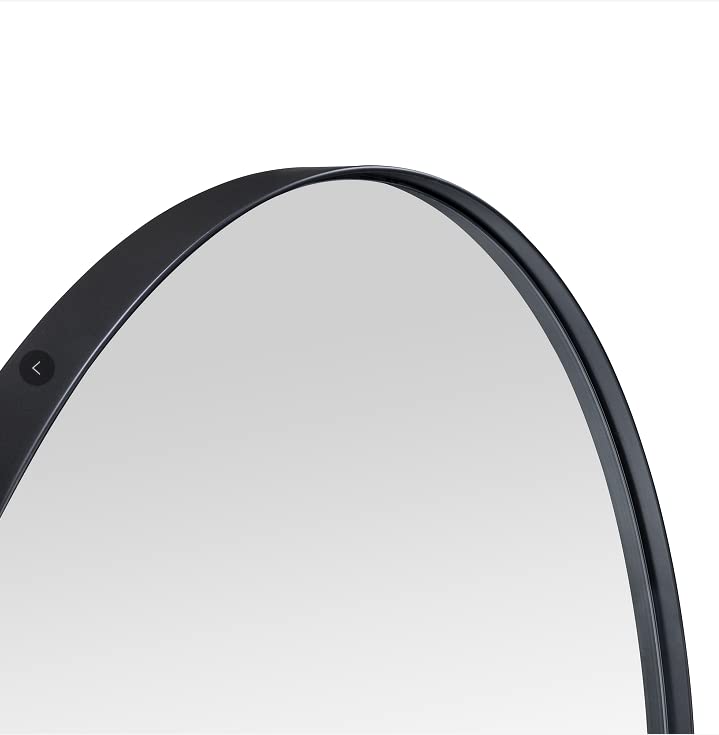 EGHOME Matte Black Oval Recessed Bathroom Medicine Cabinet with Mirror Stainless Steel Metal Framed Oblong Pill Shaped Bathroom Cabinet with Mirror 16x33''