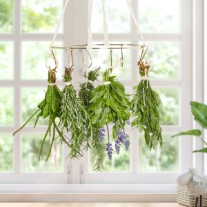 PROTITOUS 2pack Herb Drying Rack With 20pcs Golden Herb Dryer Hooks,herb Dryer,herb Drying Rack,hanging Herb Dryer Rack With Wooden Balls,golden Color