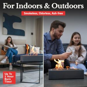 Houswise Tabletop Fire Pit - Concrete Outdoor & Indoor Fire Pit Tabletop, Smores Maker Kit, Table Top Firepit, Small Portable Mini Indoor Fireplace