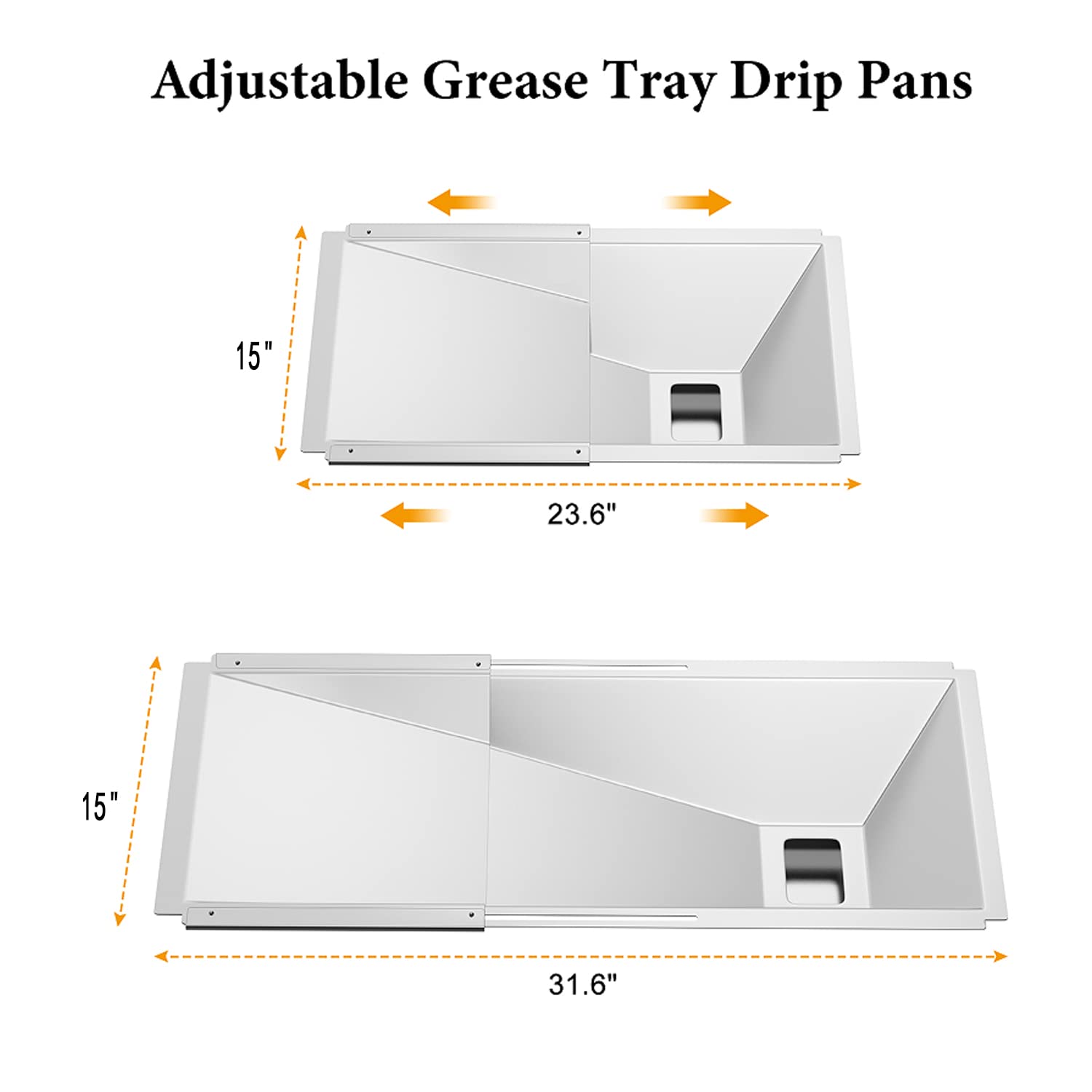 BMMXBI Adjustable Grease Tray with Drip Pan - Universal Catch Pan for Nexgrill, Charbroil, Kenmore, Dyna Glo, Expert Grill, BHG and More(23.6"-31.6")