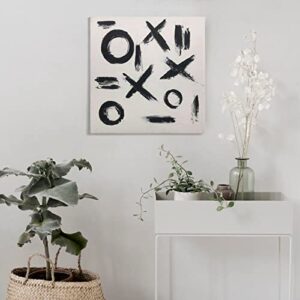 Hand-Painted Abstract Oil Painting Black And White Tic Tac Toe Home Kitchen Livingroom Wall Painting Home Decor20x20inch(50x50cm)