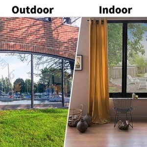 HTVRONT Window Privacy Film One Way - Daytime Privacy Window Film See Out Not in, Sun Blocking Heat Control Window Tinting Film for Home, Car & Office, Reusable Reflective Window Film 17.5" x 6.5 FT