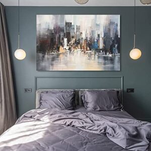 BGN 100% Hand Painted Oil Painting Abstract CityscapeHandmade Modern Acrylic Artwork Texture Painting Original Paintings Canvas Wall Art24x36inch(60x90cm)