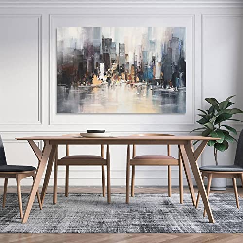 BGN 100% Hand Painted Oil Painting Abstract CityscapeHandmade Modern Acrylic Artwork Texture Painting Original Paintings Canvas Wall Art24x36inch(60x90cm)