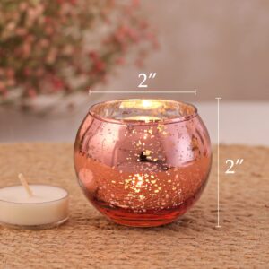 Volens 24PCS Rose Gold Votive Candle Holders for Table Centerpieces, Round Mercury Glass Candle Holders Bulk for Wedding, Bridal Shower, Birthday, Home, and Anniversary Decorations