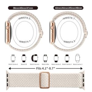 VNTOV 3 Pack Braided Bands Compatible for Apple Watch Band 38mm 40mm 41mm Women Men, Adjustable Stretchy Bands Elastic Sport Wristbands for iWatch Series 8 7 6 5 4 3 2 1 SE (Smoke Violet / Nude Pink /