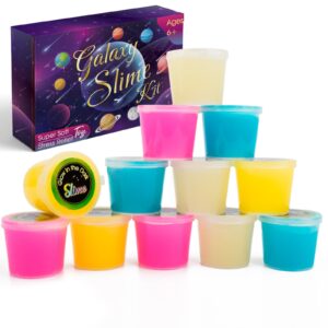 12 Pack Galaxy Slime Kit Glow in The Dark Galaxy Slime Set, Slime Party Favors for Girls Boys, DIY Putty Slime Stress Relief Toy for Goodie Bags Stuffers Christmas Easter Toys