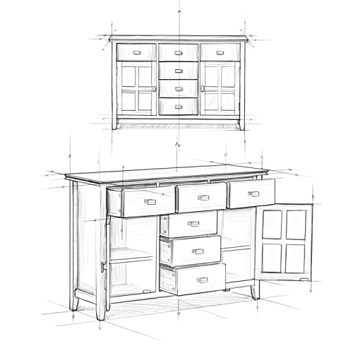 SIMPLIHOME Artisan SOLID WOOD 54 Inch Wide Contemporary Sideboard Buffet in White, For the Dining Room and Kitchen