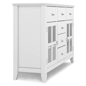 SIMPLIHOME Artisan SOLID WOOD 54 Inch Wide Contemporary Sideboard Buffet in White, For the Dining Room and Kitchen