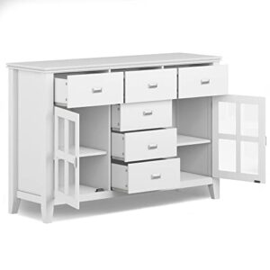 SIMPLIHOME Artisan SOLID WOOD 54 Inch Wide Contemporary Sideboard Buffet in White, For the Dining Room and Kitchen