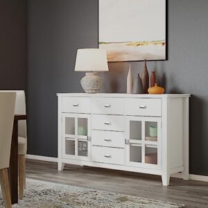 SIMPLIHOME Artisan SOLID WOOD 54 Inch Wide Contemporary Sideboard Buffet in White, For the Dining Room and Kitchen