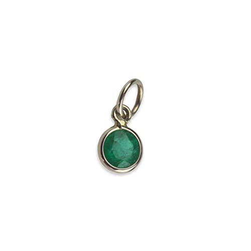 Emerald (Natural) Charm 4mm Round Handmade In 14K Yellow Gold 0.22 Carats