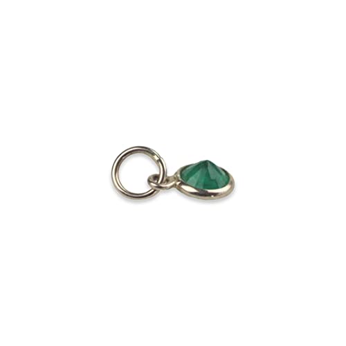 Emerald (Natural) Charm 4mm Round Handmade In 14K Yellow Gold 0.22 Carats