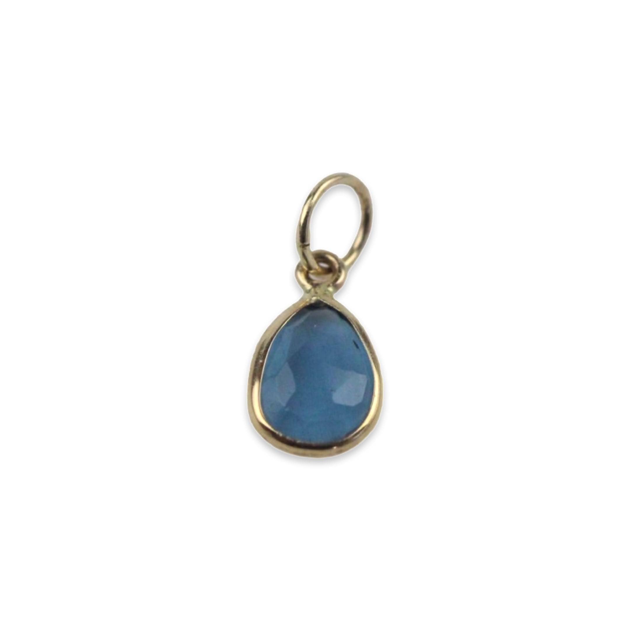 London Blue Topaz Rose Cut Charm 7x6 Irregular Shape Handmade In 14k Yellow Gold 0.85 Carats