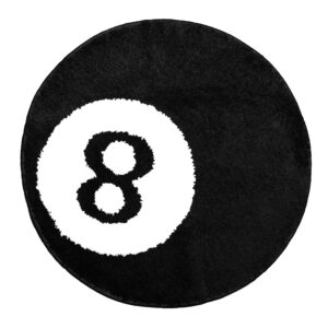 turkuaz label 8 ball rug - 32 inch white & black hypebeast rug - cool rugs and aesthetic rugs for bedroom & living room - y2k rug for y2k room decor