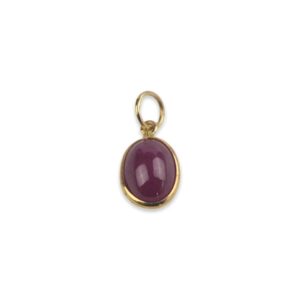 ruby (natural) charm 8x6 oval cabochon handmade in 14k yellow gold 2.00 carats