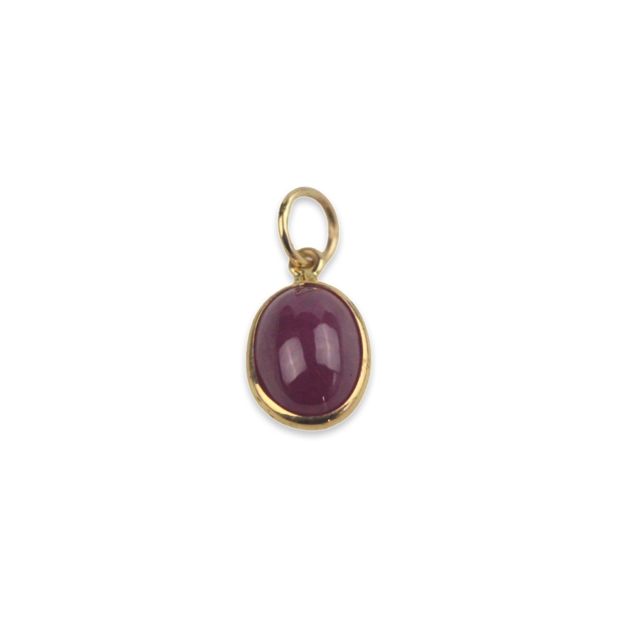 Ruby (Natural) Charm 8x6 Oval Cabochon Handmade In 14k Yellow Gold 2.00 Carats