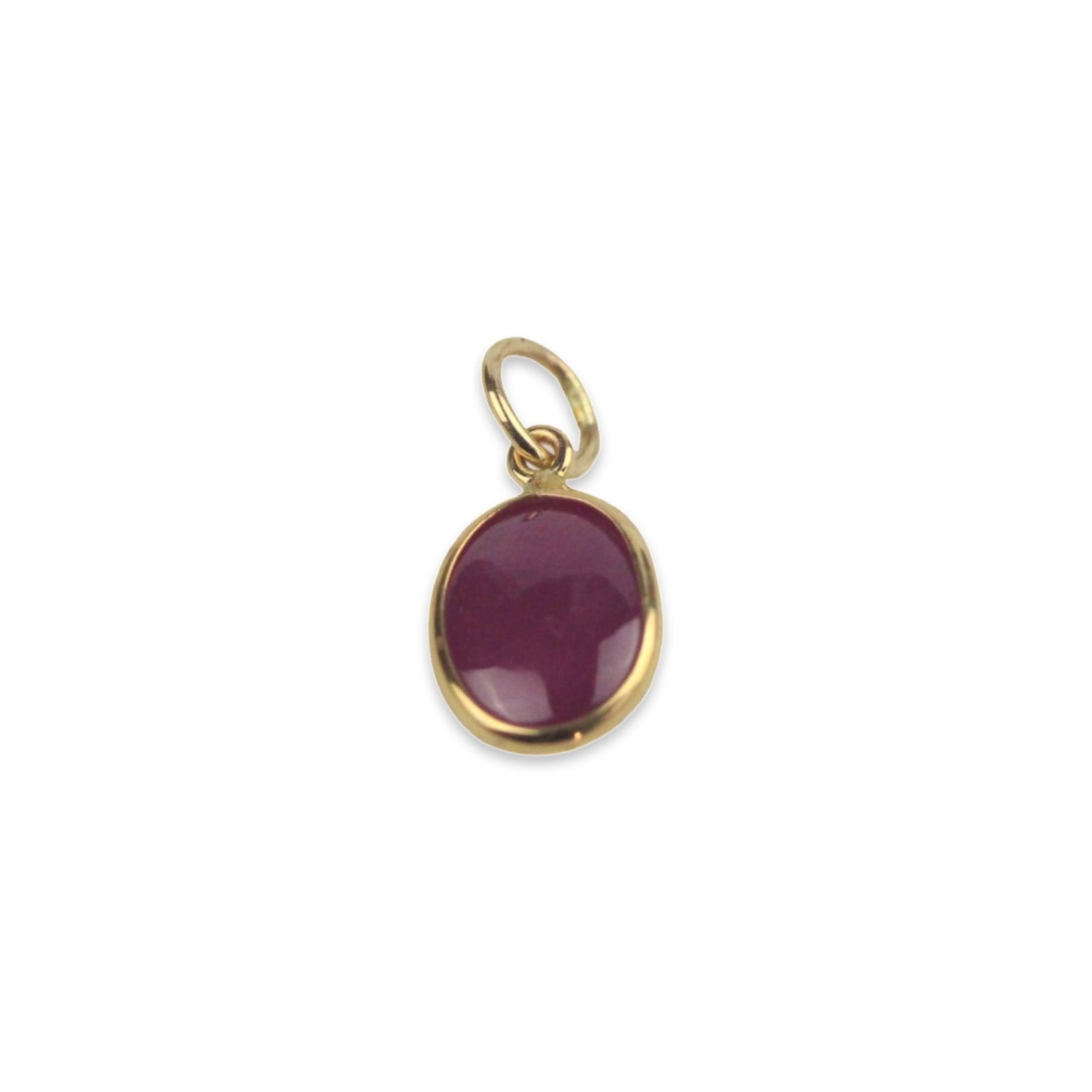 Ruby (Natural) Charm 8x6 Oval Cabochon Handmade In 14k Yellow Gold 2.00 Carats