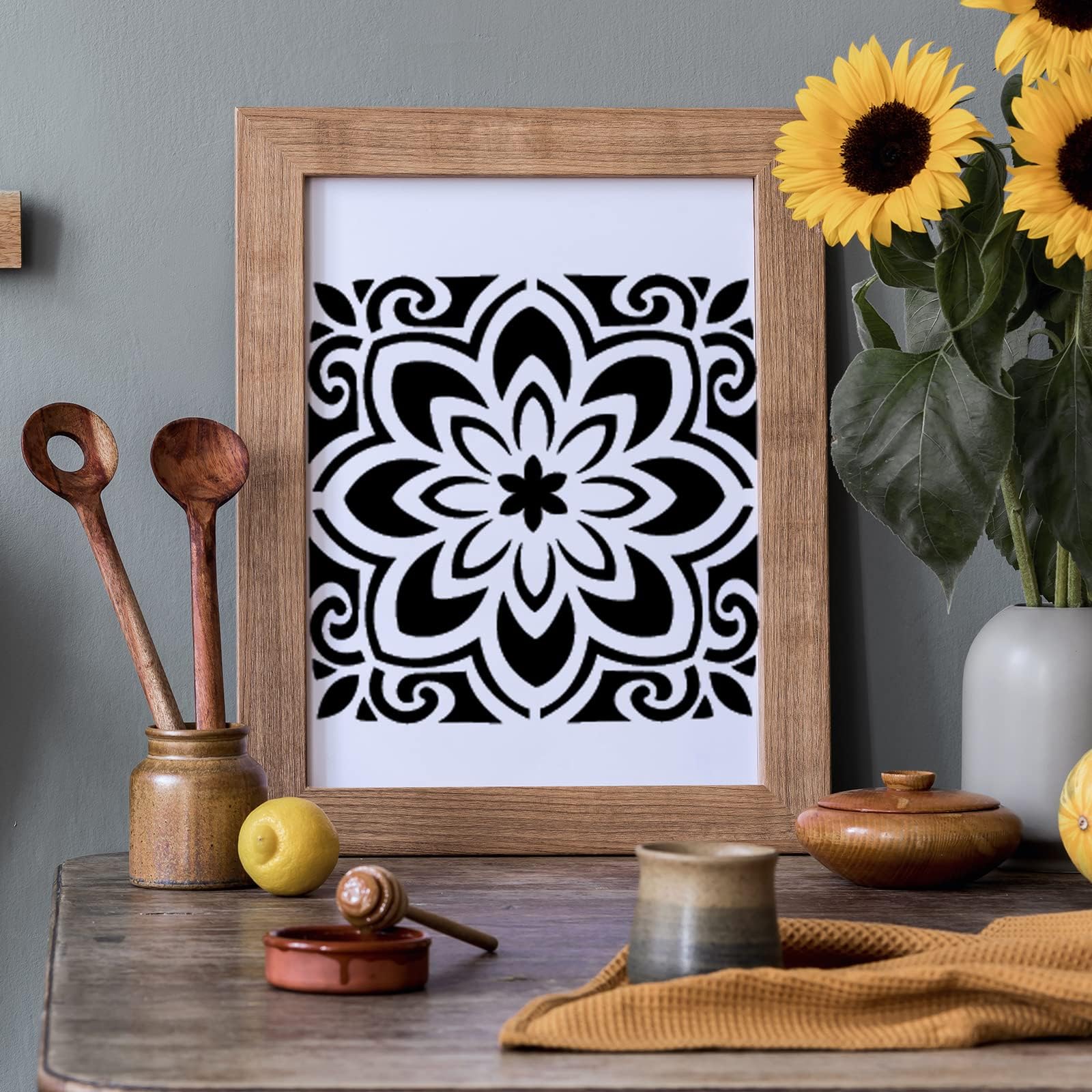 24 Pieces Mandala Stencil Reusable Mandala Painting Templates Floral Design Stencil Mandala Drawing Craft Stencil for DIY Wall, Tile, Furniture, Canva, Outdoor Indoor Decoration