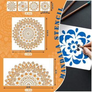 24 Pieces Mandala Stencil Reusable Mandala Painting Templates Floral Design Stencil Mandala Drawing Craft Stencil for DIY Wall, Tile, Furniture, Canva, Outdoor Indoor Decoration