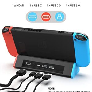 Antank TV Docking Station for Nintendo Switch/Switch OLED, Portable Switch Dock 4K HDMI TV Adapter/High Speed USB 3.0 Ports, Charging Dock Replacement for Official Nintendo Switch Dock