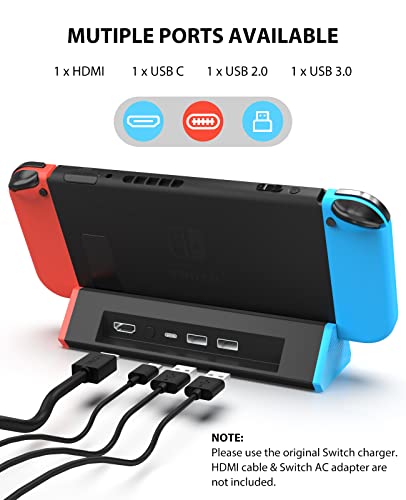 Antank TV Docking Station for Nintendo Switch/Switch OLED, Portable Switch Dock 4K HDMI TV Adapter/High Speed USB 3.0 Ports, Charging Dock Replacement for Official Nintendo Switch Dock