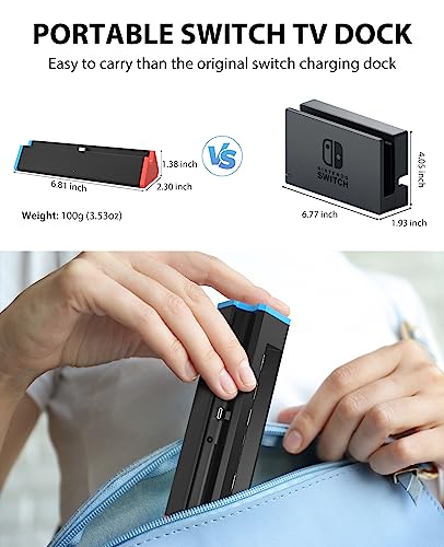 Antank TV Docking Station for Nintendo Switch/Switch OLED, Portable Switch Dock 4K HDMI TV Adapter/High Speed USB 3.0 Ports, Charging Dock Replacement for Official Nintendo Switch Dock