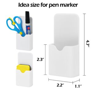 Simetufy 2pcs Magnetic Pen Holder, Magnetic Whiteboard Marker Holder, Mgnetic Pencil Holder for Refrigerator, Magnetic Pencil Holder for Locker(White)