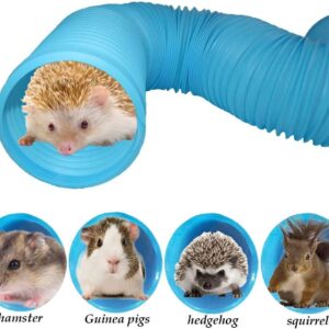 MUYG Plastic Hamster Tunnels,Small Animal Tubes,Foldable Exercising Training Ferrets Fun Tunnel Hamsters Hideout Tube 15 Pcs Pet Chew Toys for Guinea Pigs Chinchillas Rats Gerbils (Blue)