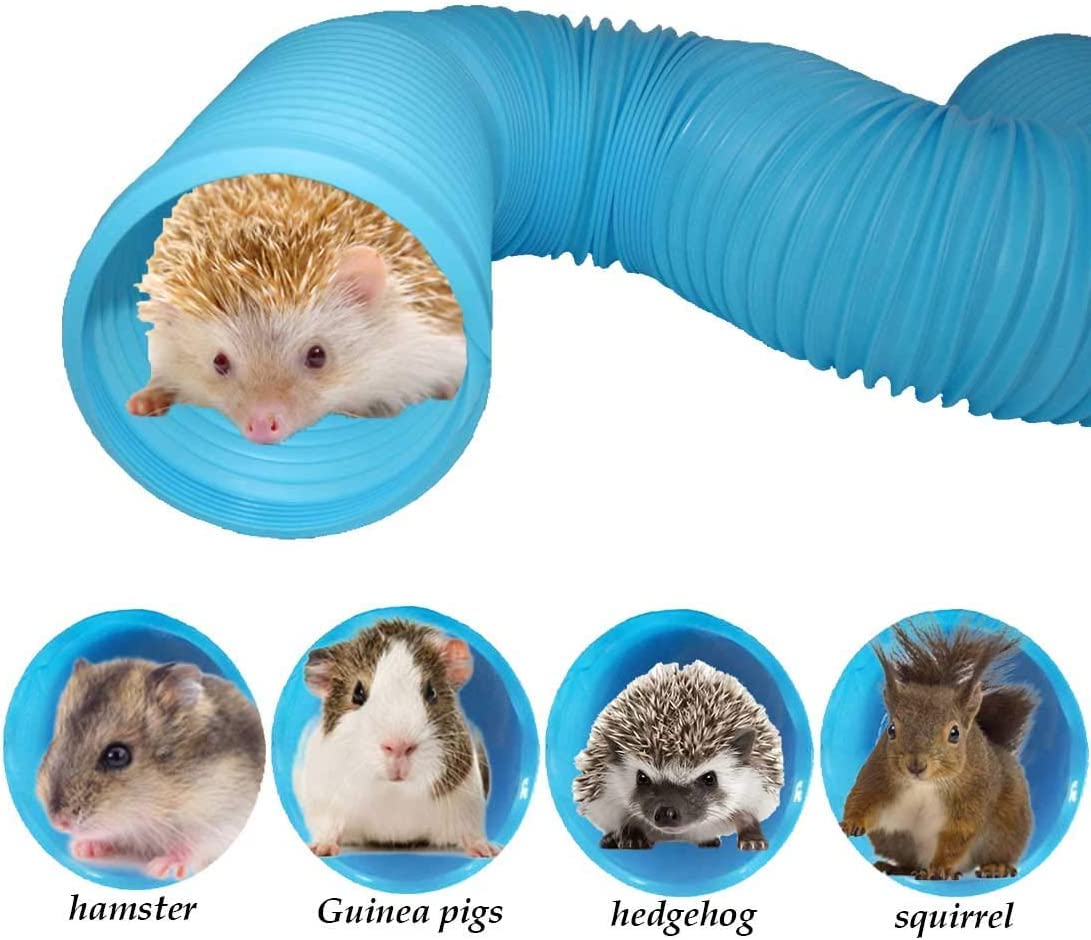 MUYG Plastic Hamster Tunnels,Small Animal Tubes,Foldable Exercising Training Ferrets Fun Tunnel Hamsters Hideout Tube 15 Pcs Pet Chew Toys for Guinea Pigs Chinchillas Rats Gerbils (Blue)